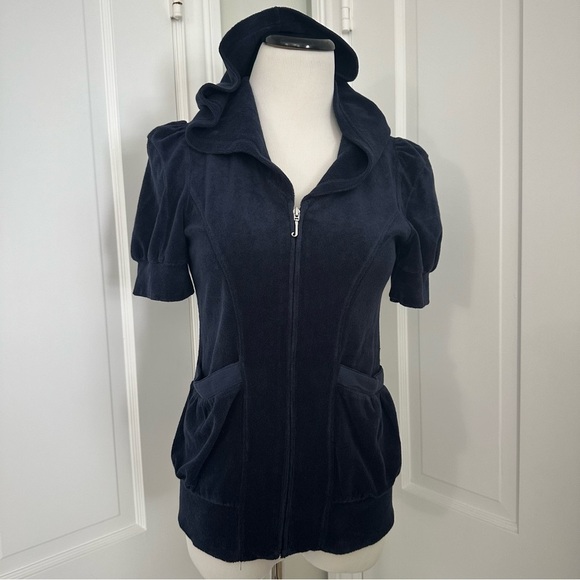 Juicy Couture Tops - NWT Y2K Original Juicy Couture Puff Sleeve Terry Hoodie Regal Blue Medium